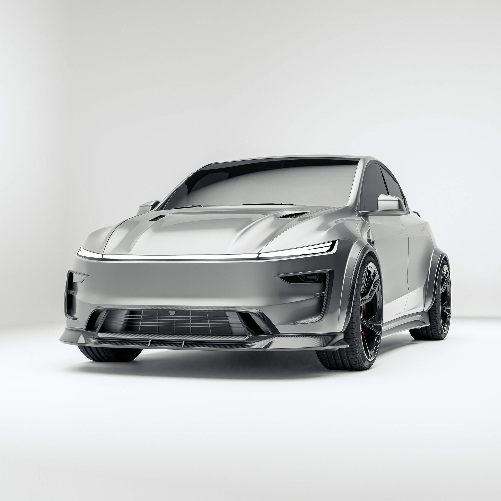 Tesla Model Y facelift carbon fiber front lip mounted under the bumper