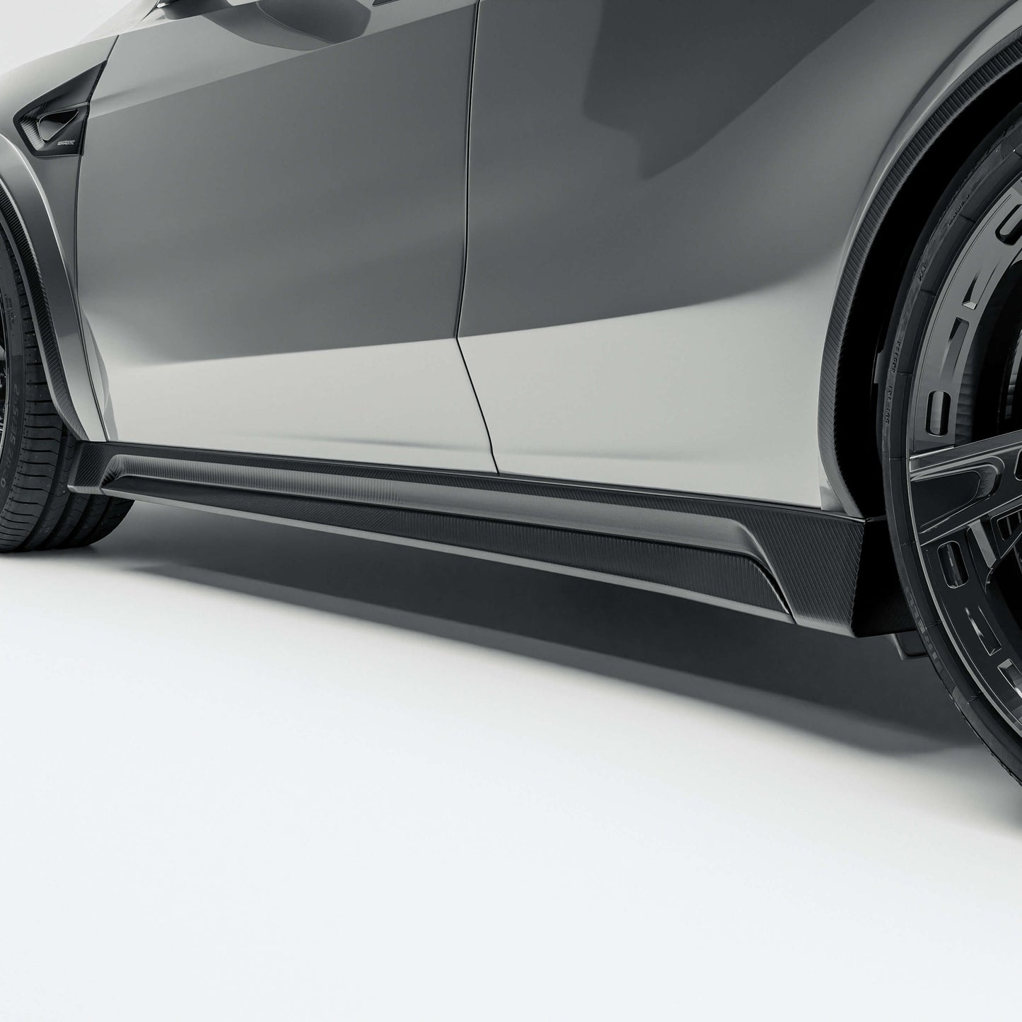 Tesla Model Y Juniper carbon fiber side skirts, full product view