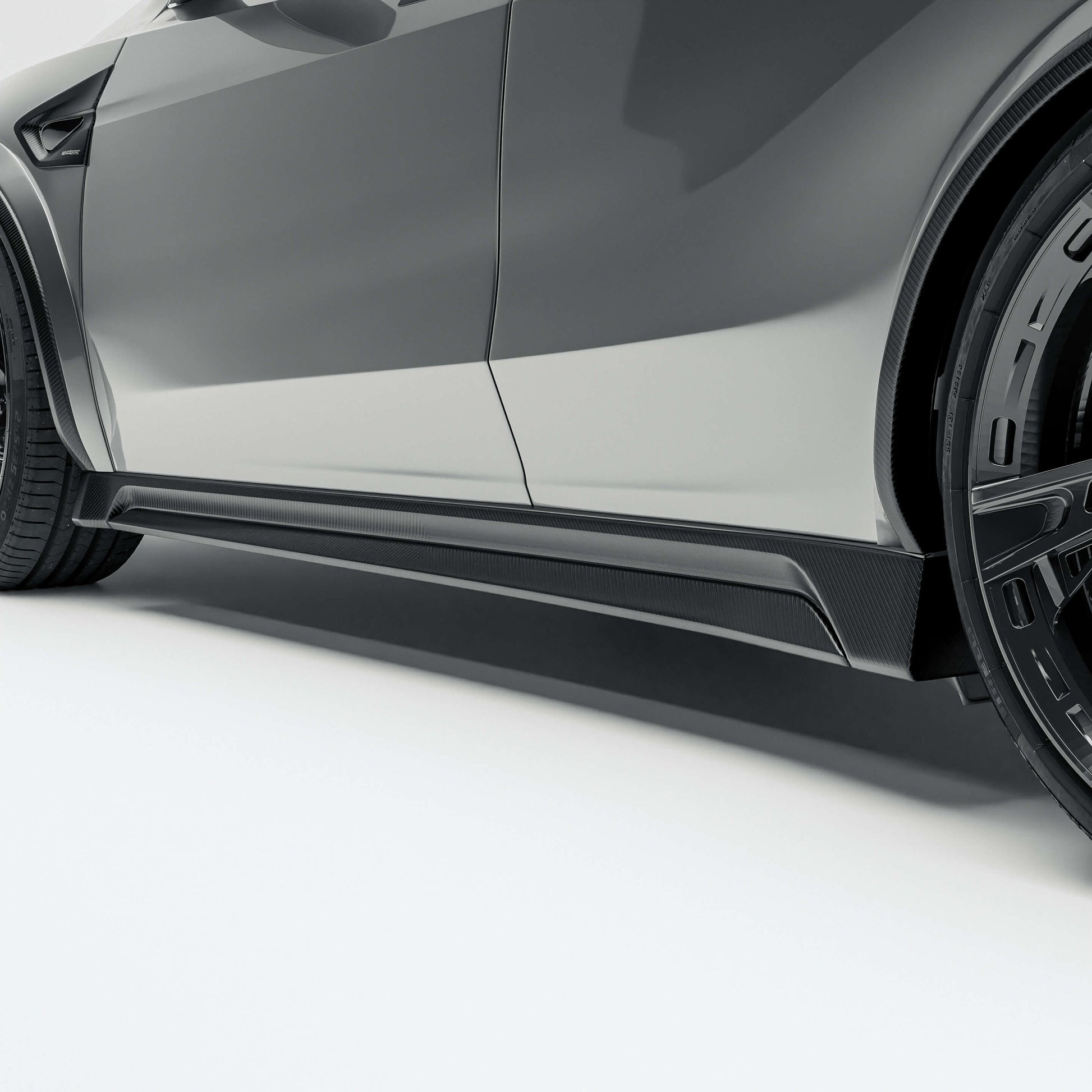 Tesla Model Y Juniper carbon fiber side skirts, full product view