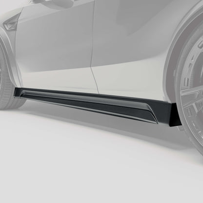 Tesla Model Y Juniper carbon fiber side skirt, weave close-up detail