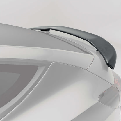 Tesla Model Y Juniper carbon fiber rear spoiler, weave detail close-up