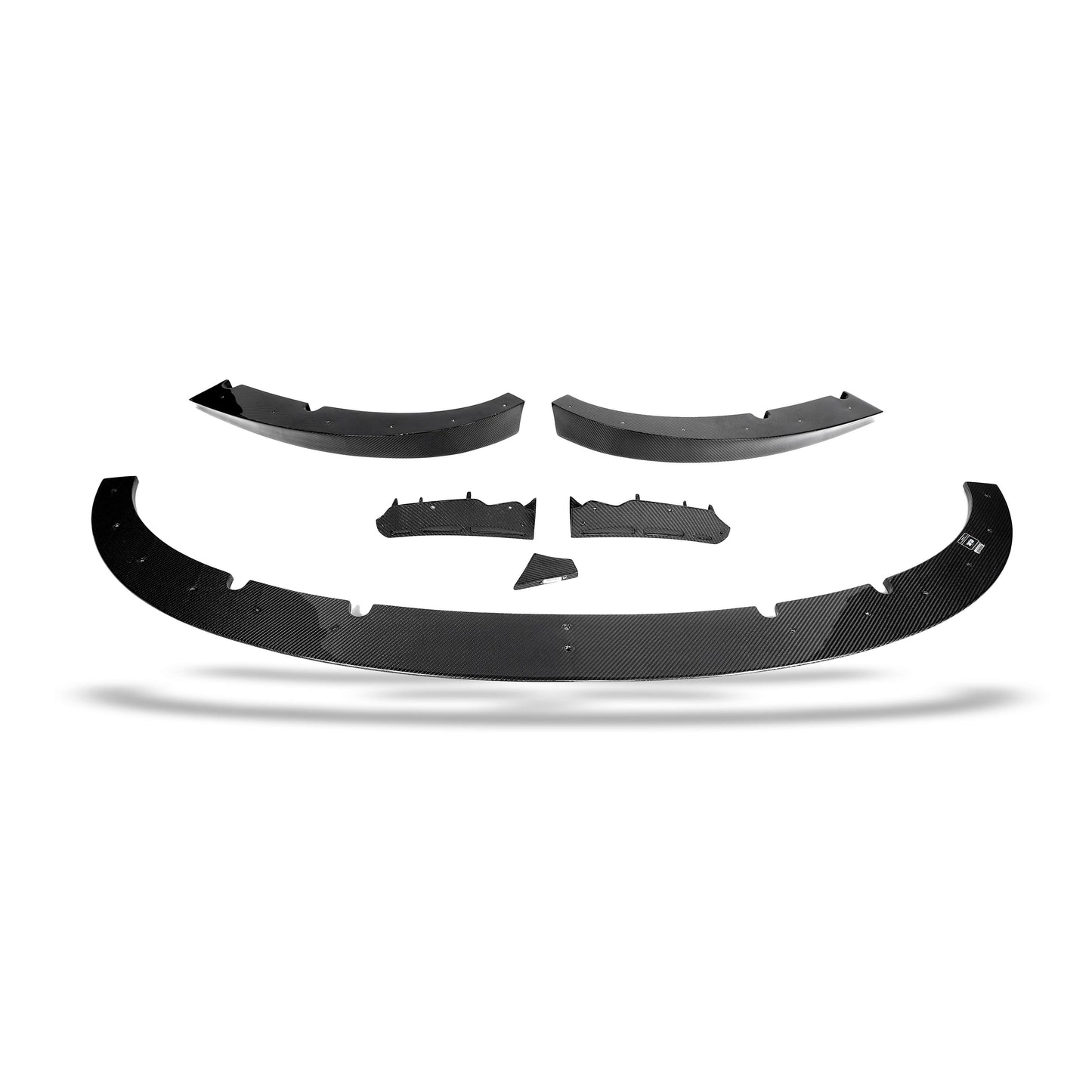 Carbon fiber front lip lower edge angled profile detail