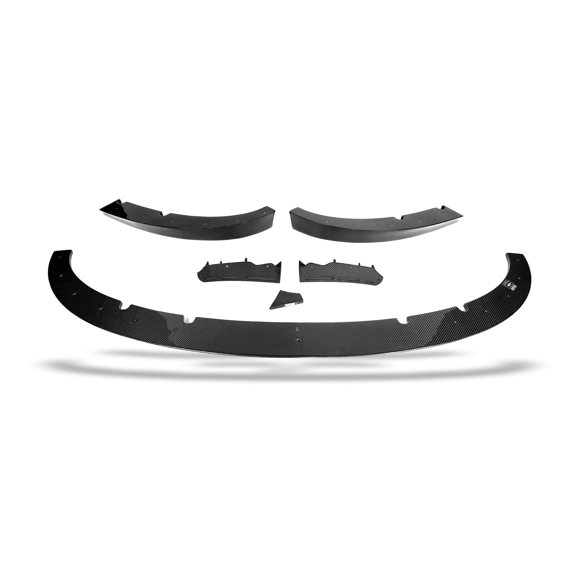 Carbon fiber front lip lower edge angled profile detail