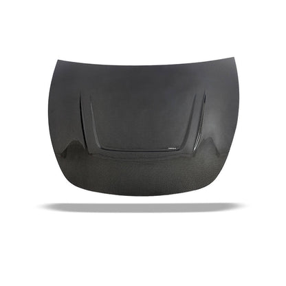 Side profile of the carbon fiber hood line on 2021-2024 Model Y