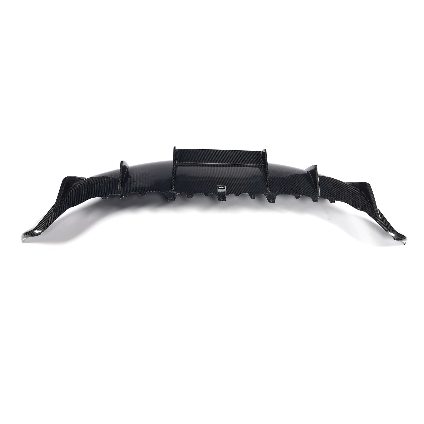 Carbon fiber rear diffuser angled fin profile detail