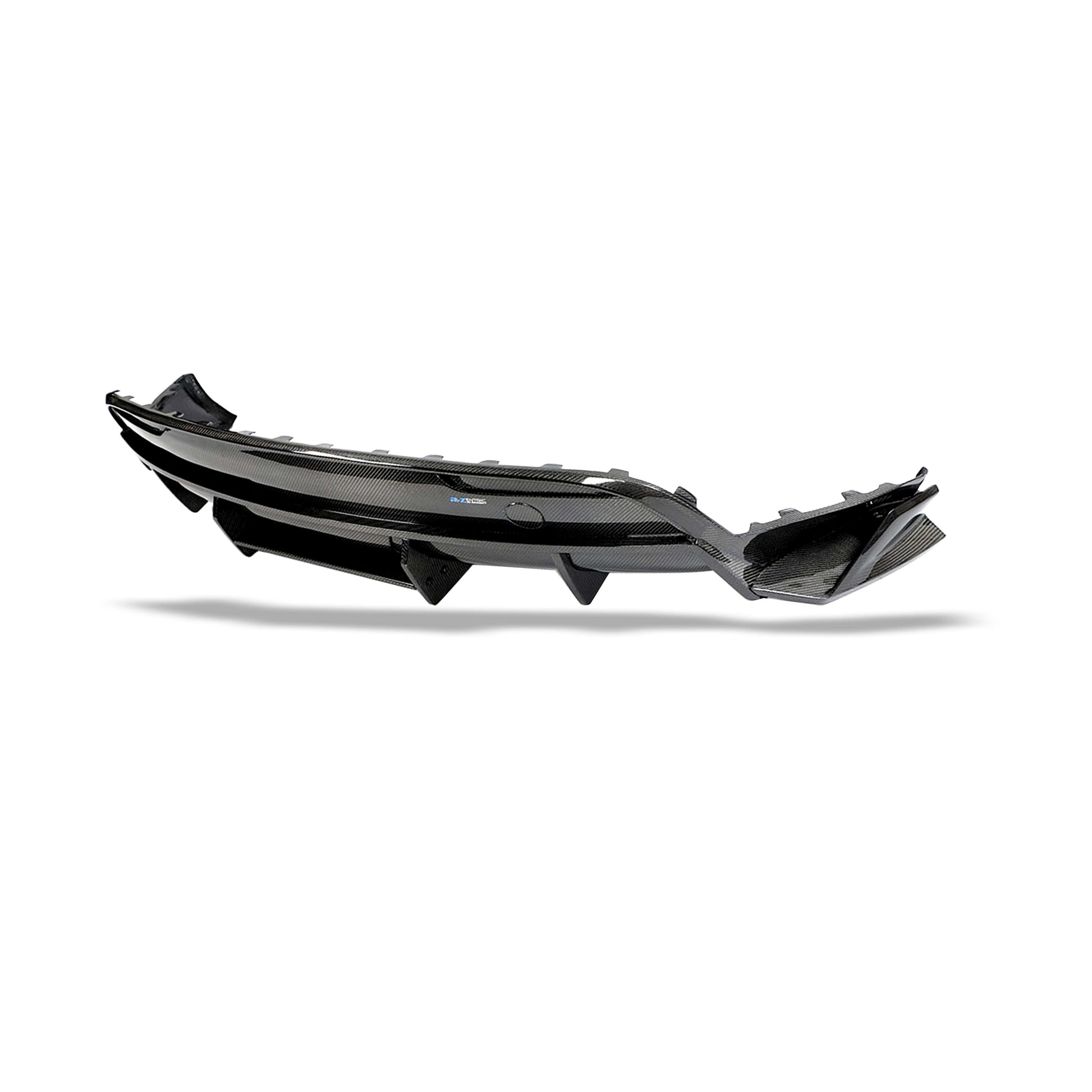 Carbon fiber diffuser gloss surface texture close-up