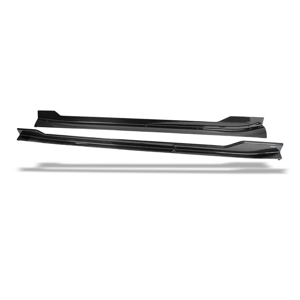 Tesla Model Y carbon fiber side skirts full side profile shot