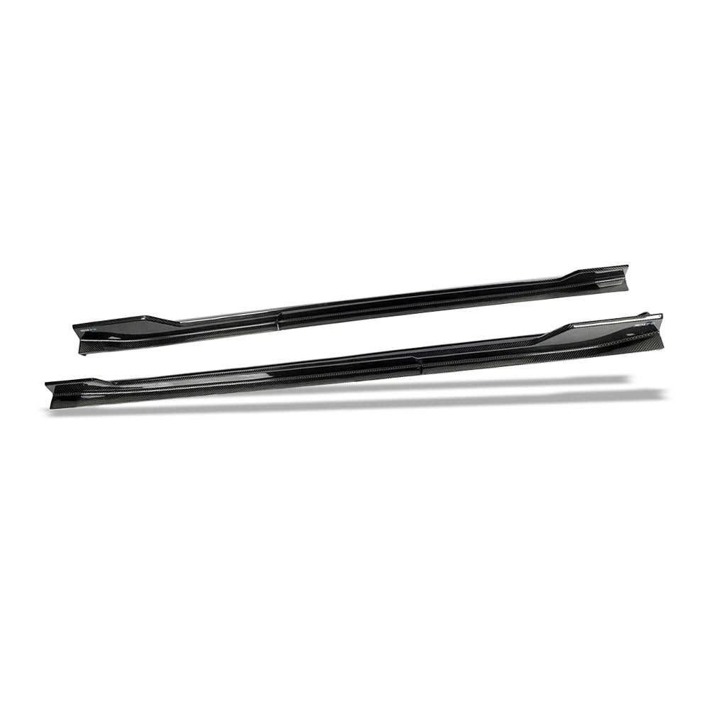 Carbon fiber side skirt gloss finish surface close-up