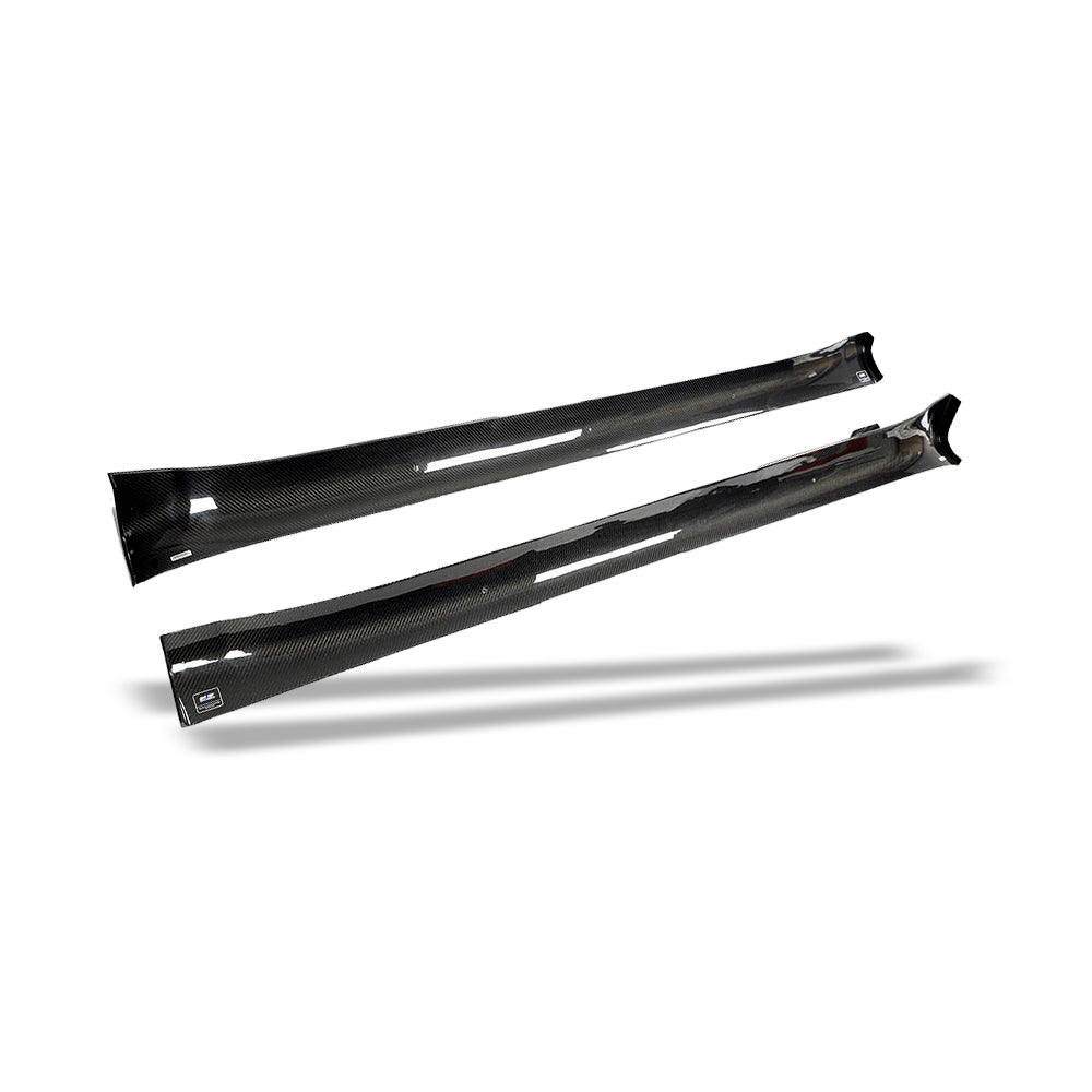 Tesla Model Y 2021-2024 side skirt installed lower edge view