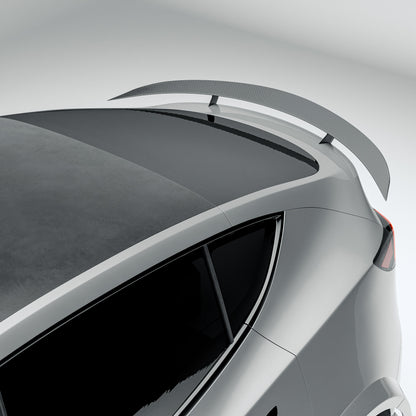 Tesla Model Y 2021-2024 carbon fiber rear spoiler mounted on the hatch