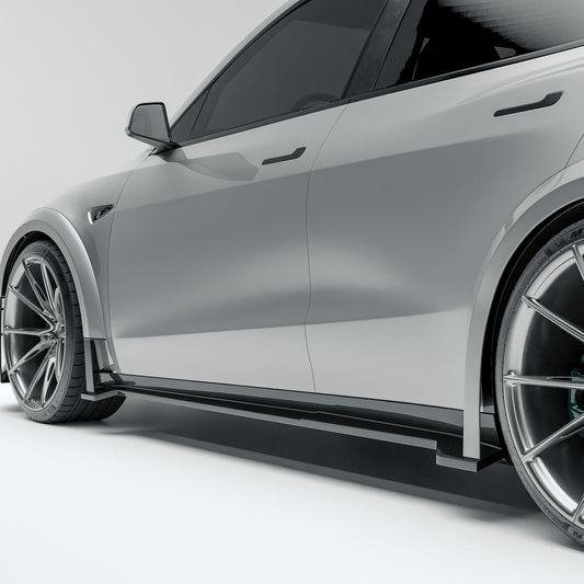 Tesla Model Y carbon fiber side skirts main product view