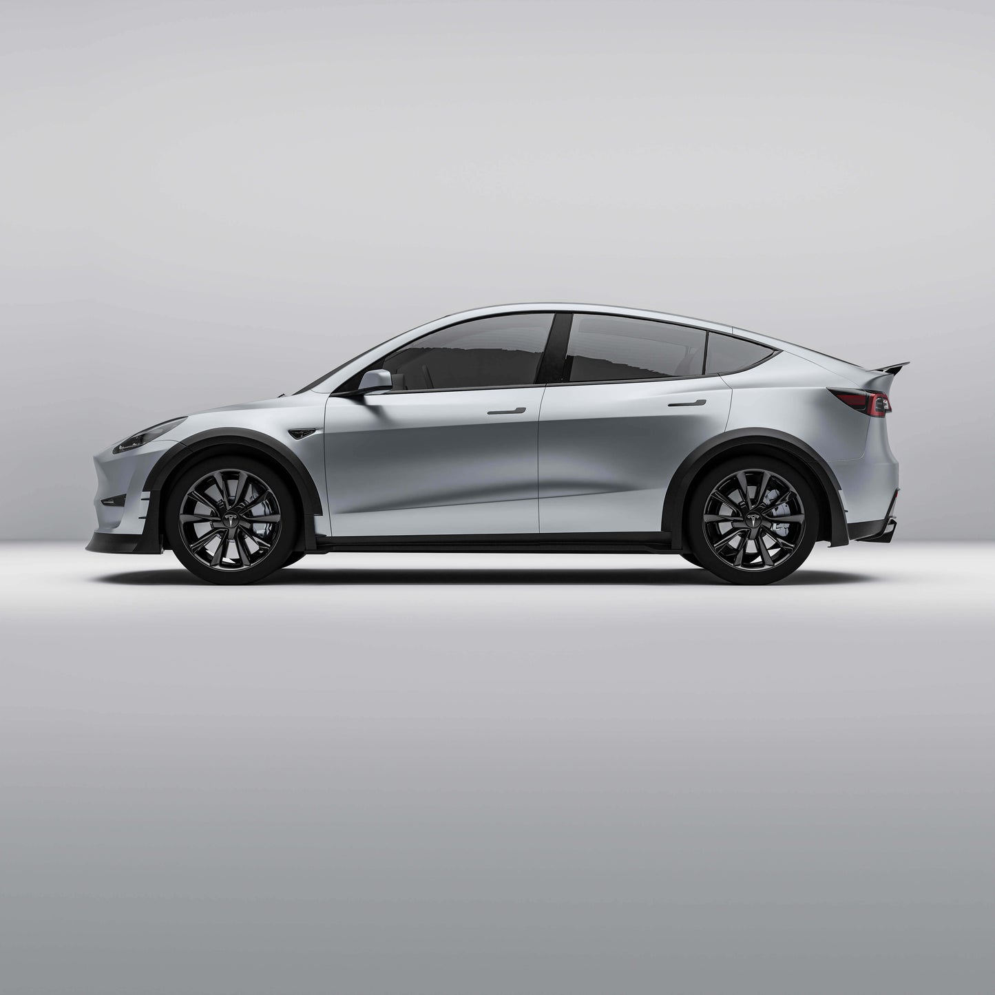 Tesla Model Y 2021-2024 carbon fiber wheel arch cover trims on the car