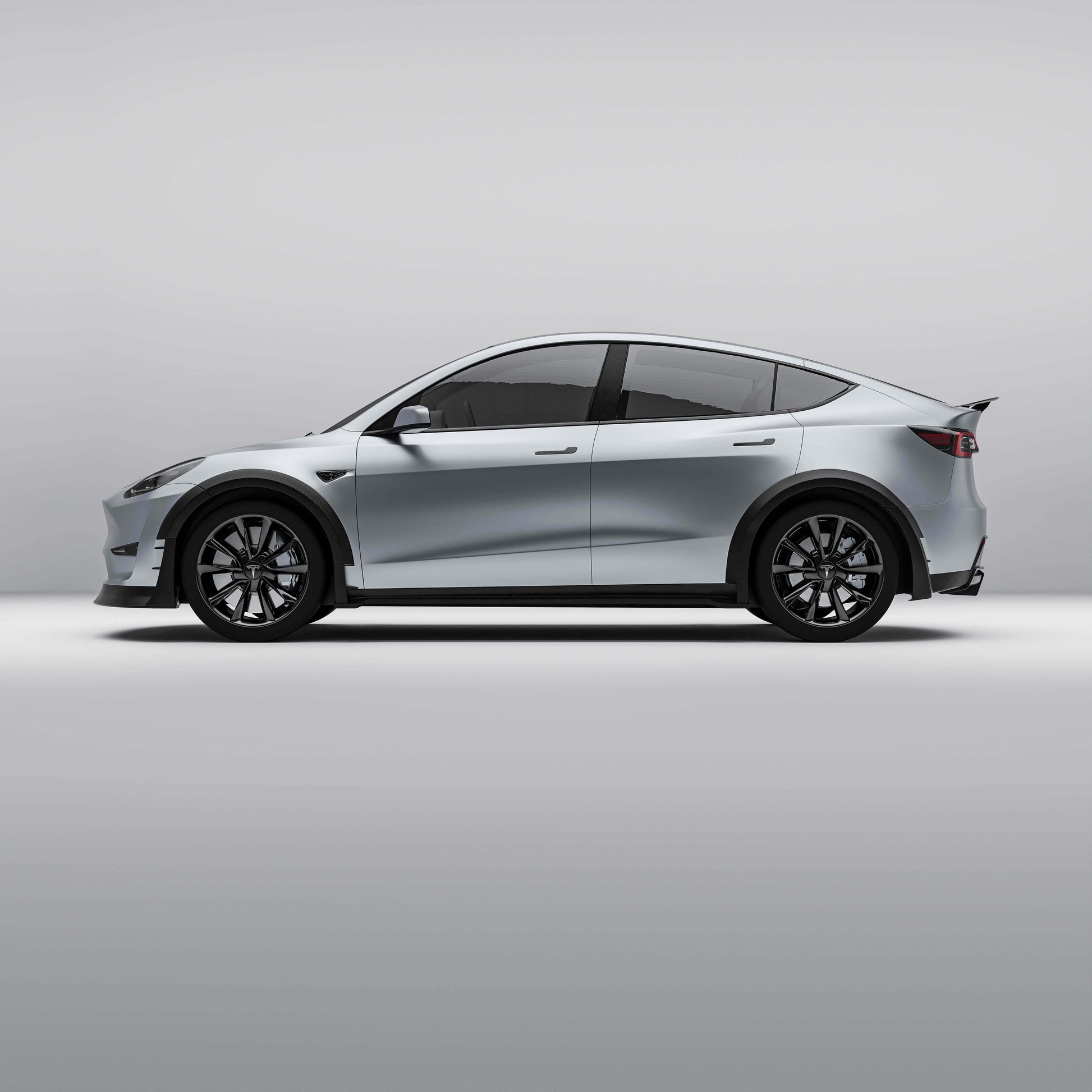 Tesla Model Y 2021-2024 carbon fiber wheel arch cover trims on the car