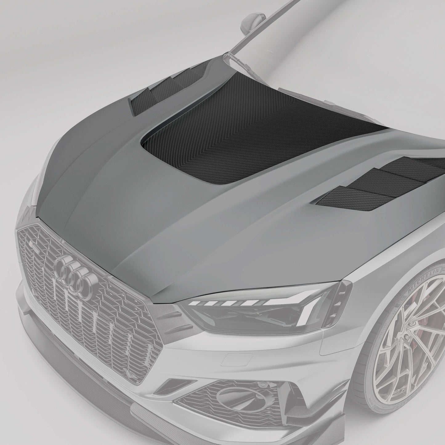 Audi RS5 carbon fiber hood close-up surface detail