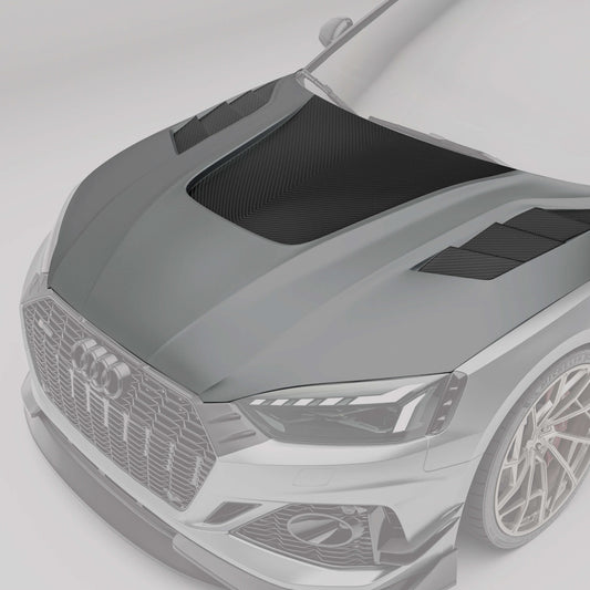 Audi RS5 carbon fiber hood close-up surface detail