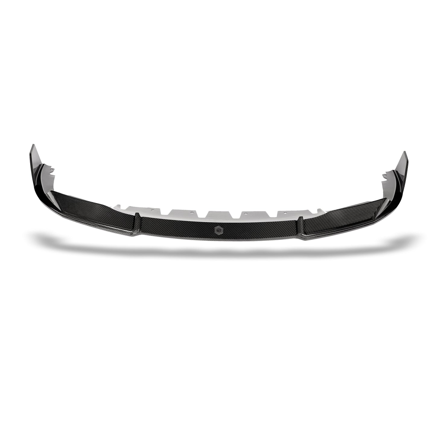 Carbon fiber front lip weave detail on BMW M8 lower fascia