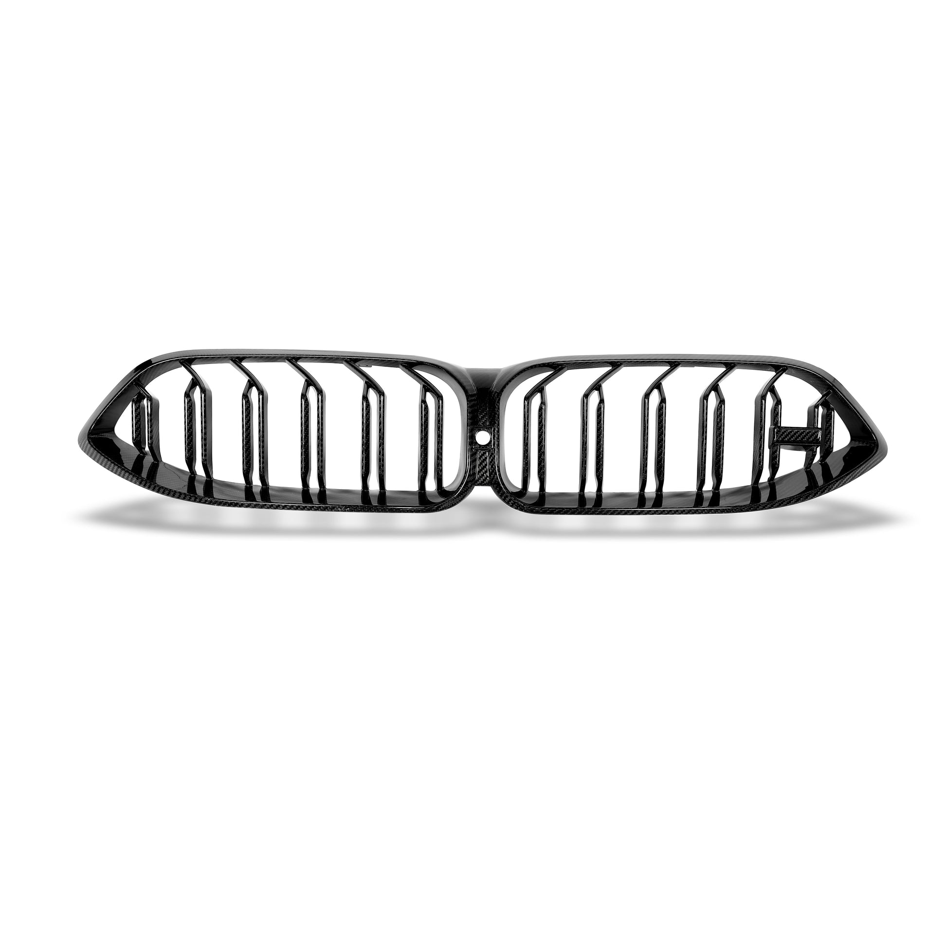 Carbon fiber front grille weave detail on BMW M8