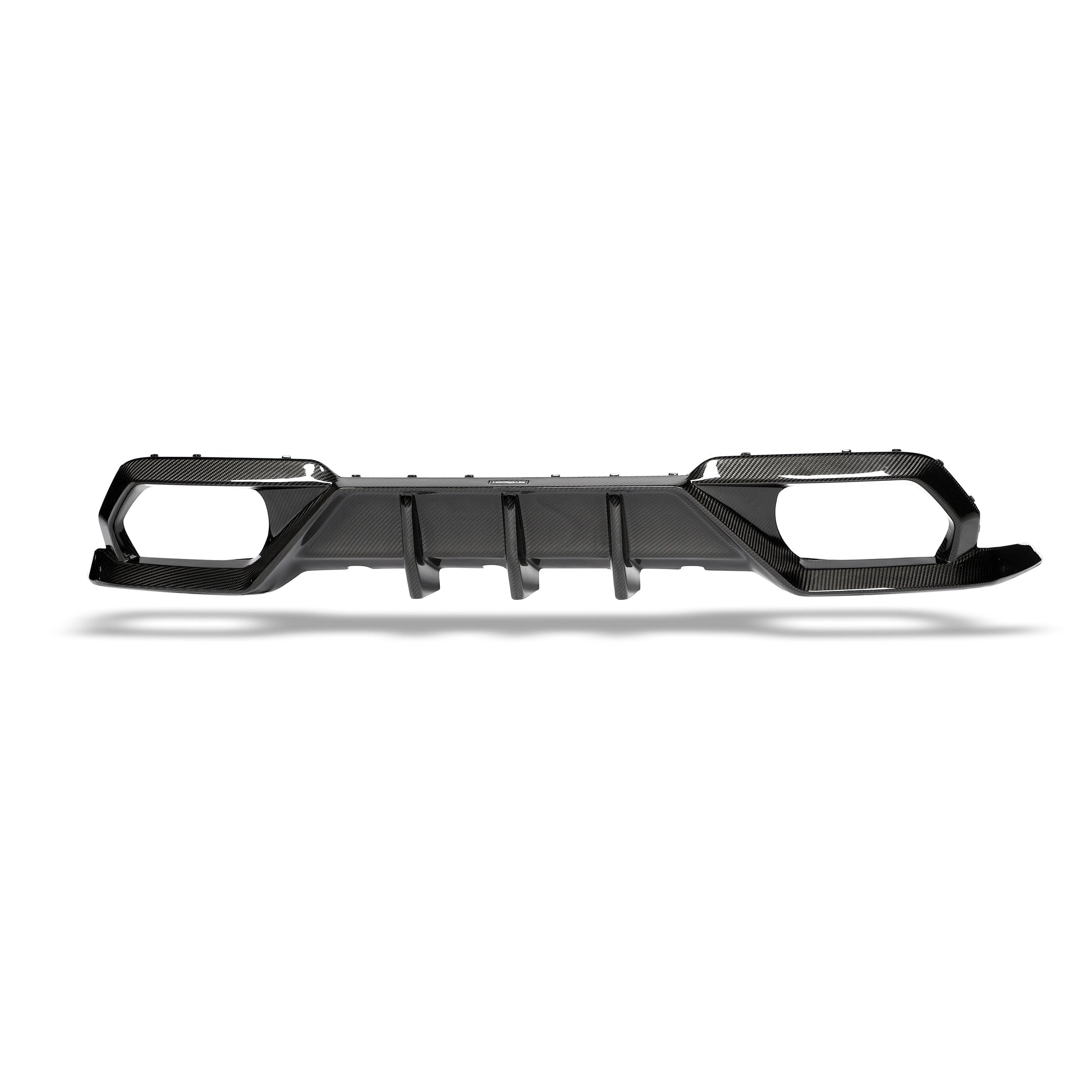 BMW M8 F93 carbon fiber rear diffuser installed rear angle