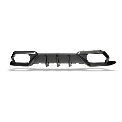 BMW M8 F93 carbon fiber rear diffuser installed rear angle