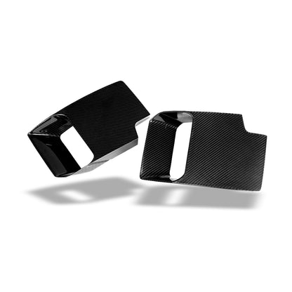 BMW M2 G87 carbon fiber bumper inlet plates, close-up edge profile