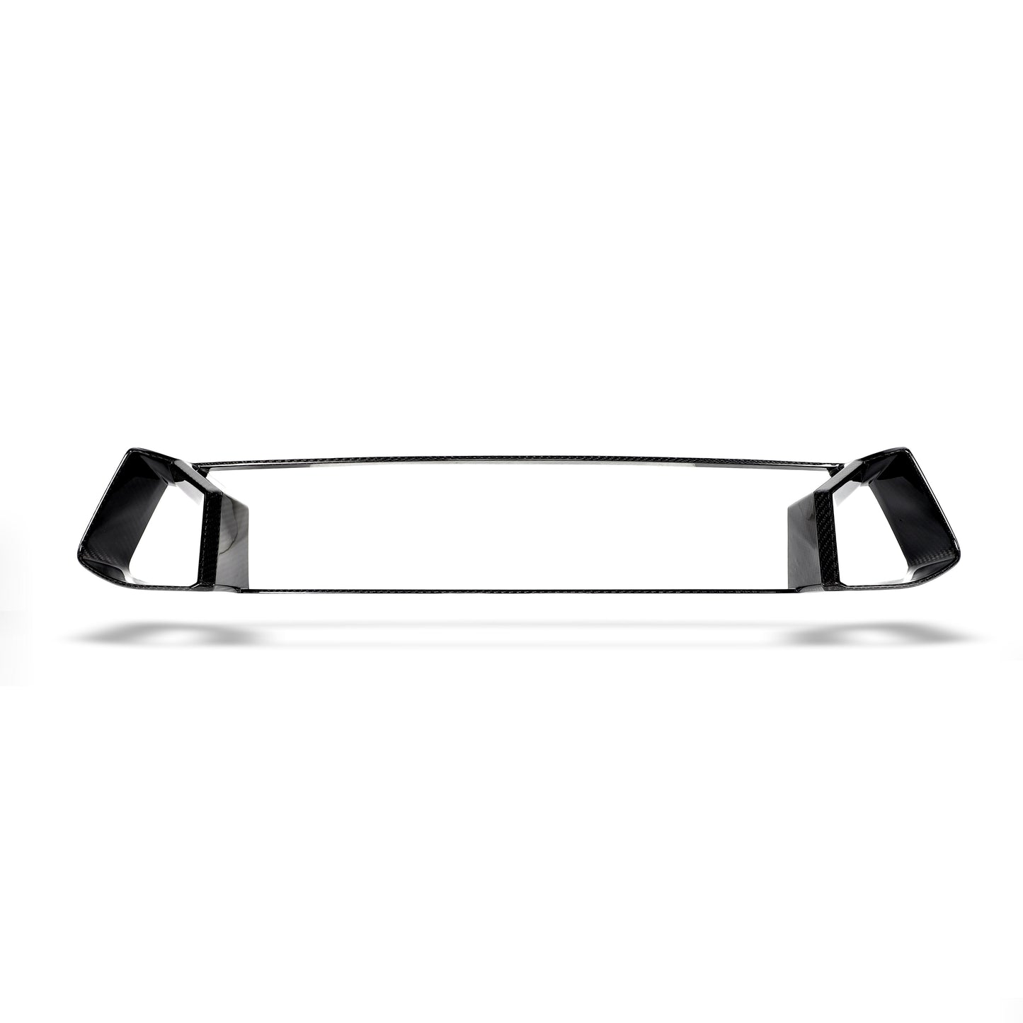 BMW M8 F93 carbon fiber air intake trim installed bumper view