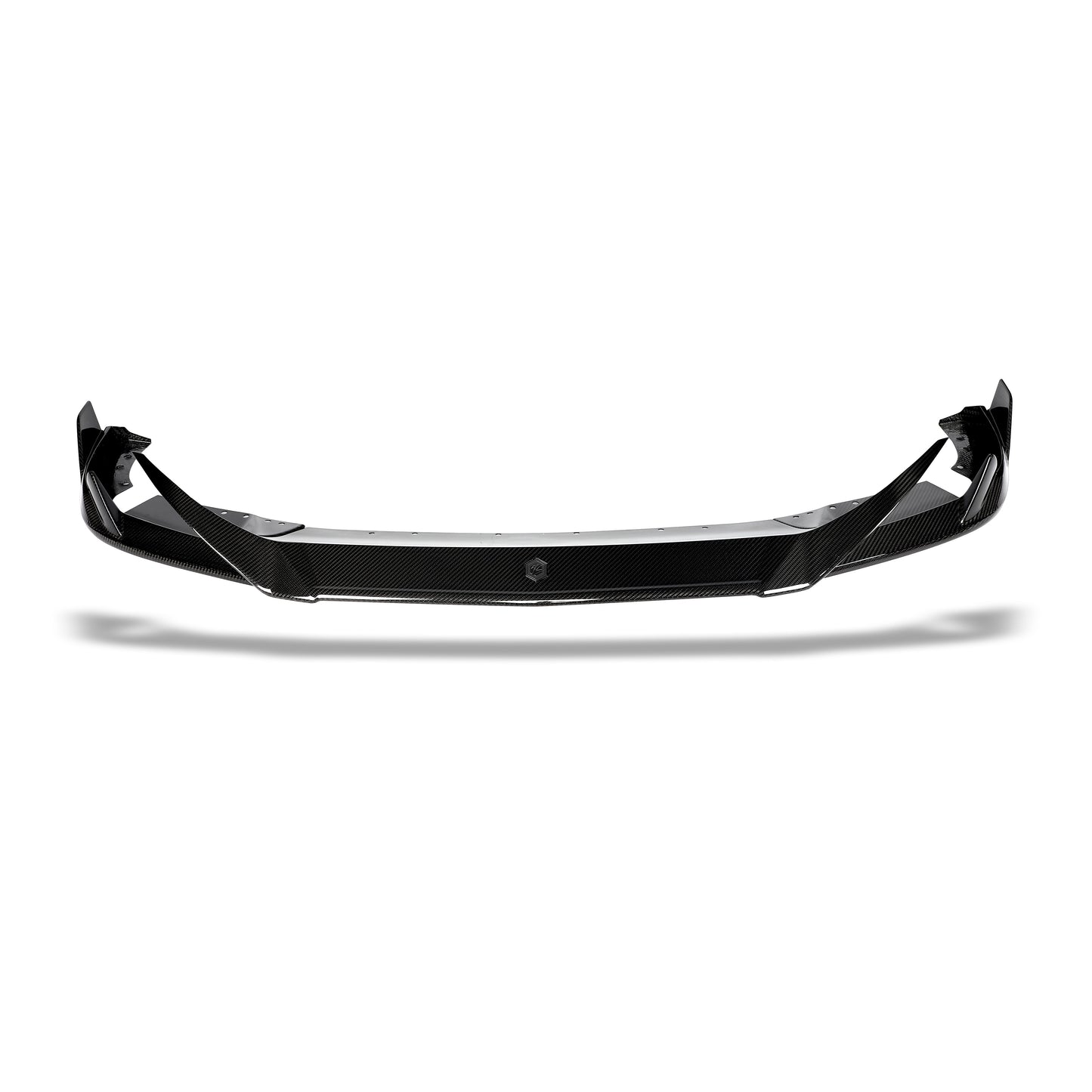 BMW X5M F95 front lip mounted on lower bumper, side angle