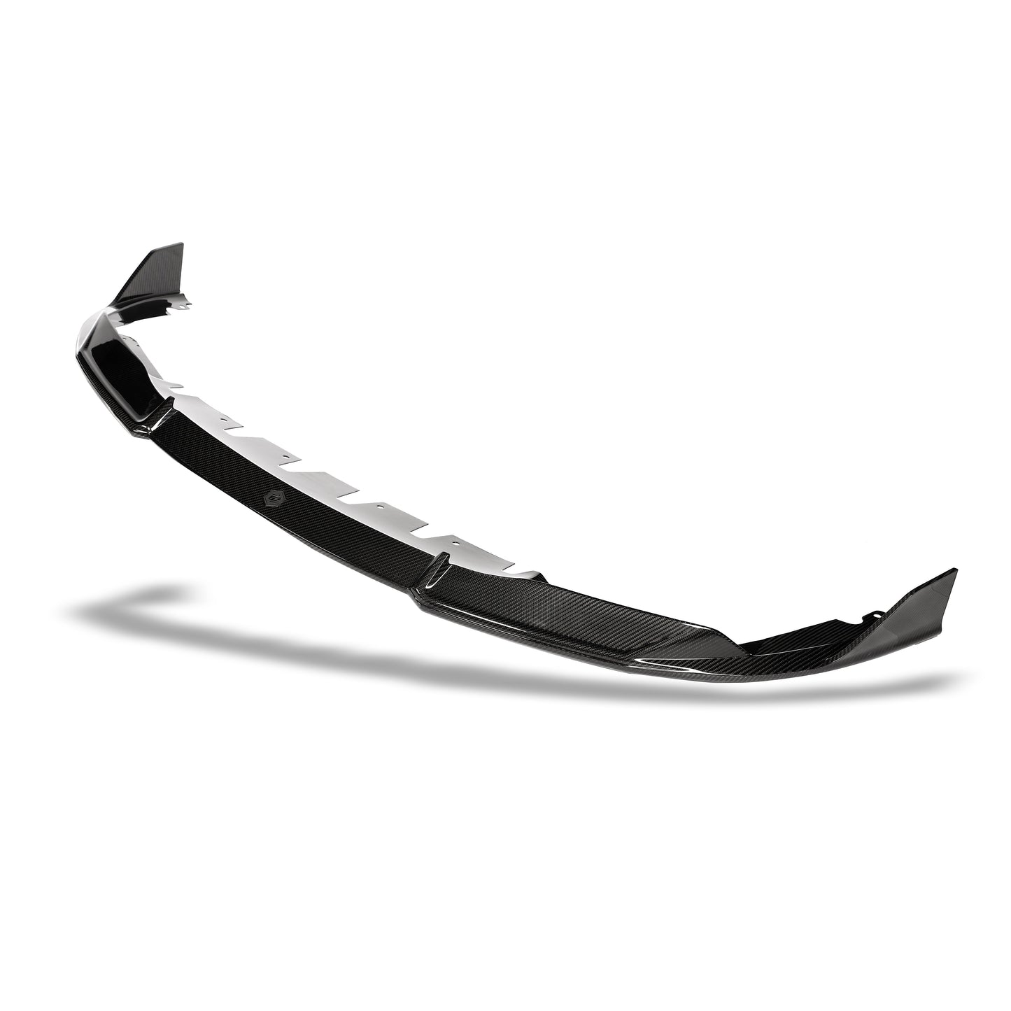 BMW M8 F93 carbon fiber front lip side profile close-up