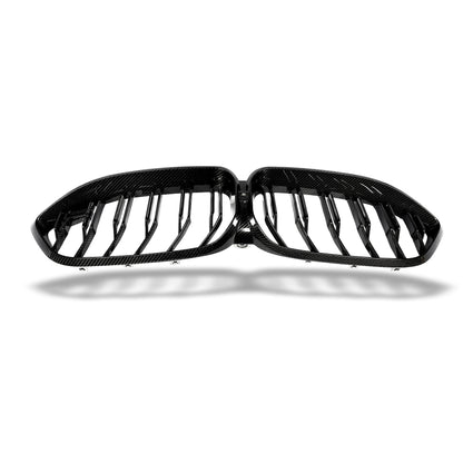 BMW M8 F93 carbon fiber grille side profile close-up