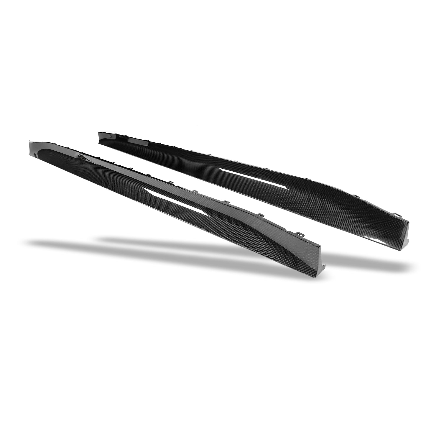 BMW M4 G82 carbon fiber race side skirt close-up weave detail