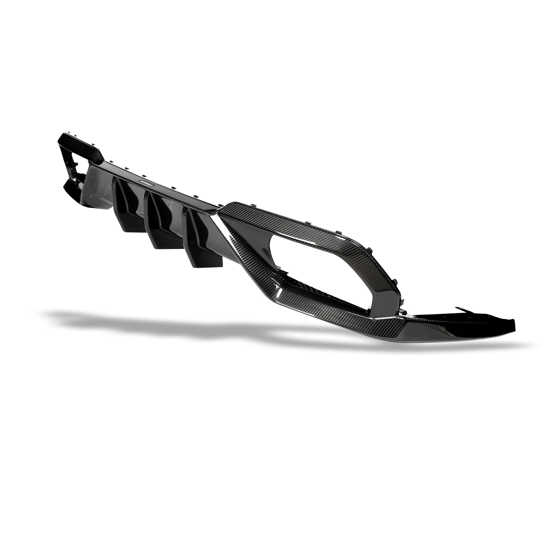 BMW M8 carbon fiber diffuser angled rear view