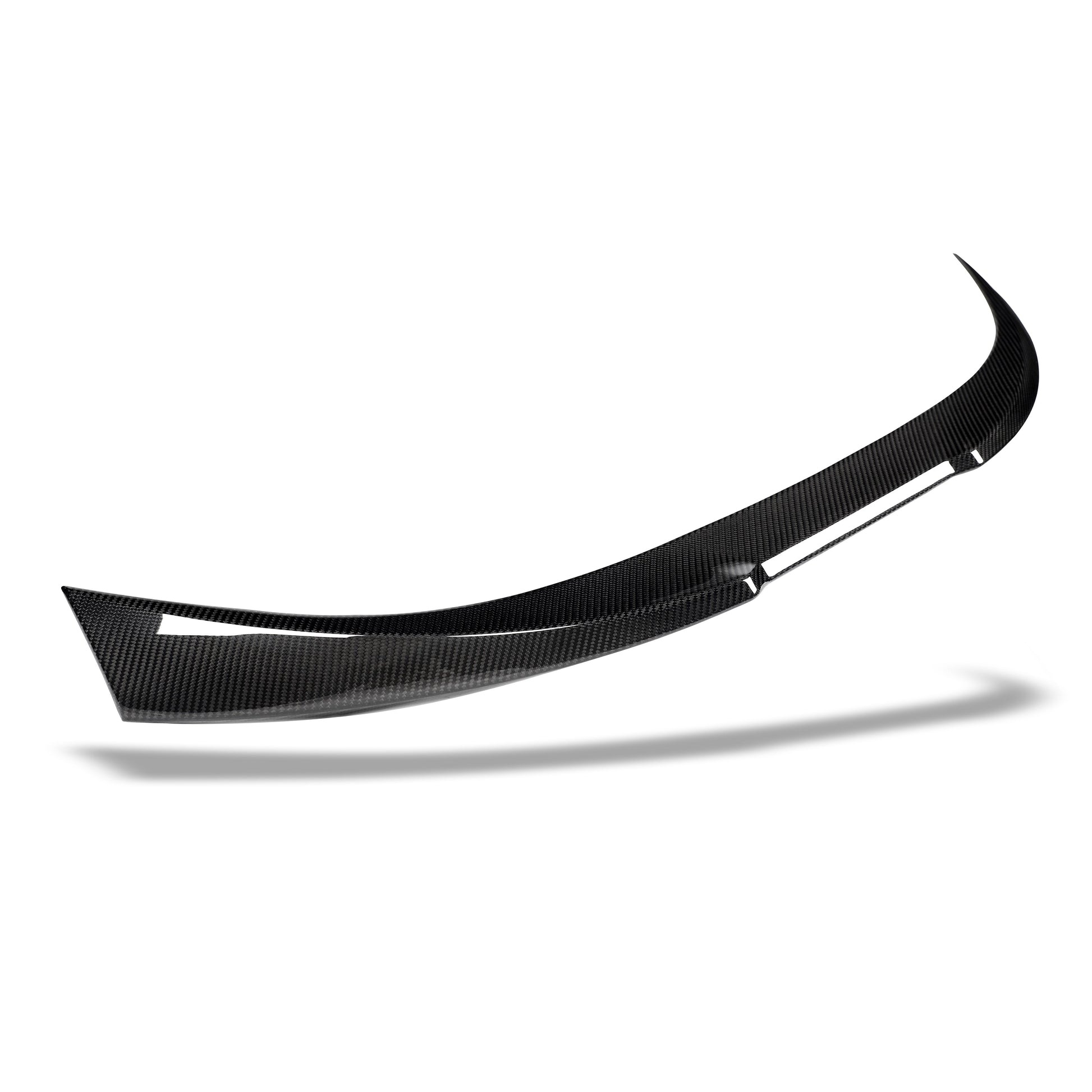Close-up of carbon fiber spoiler lip edge on BMW M8