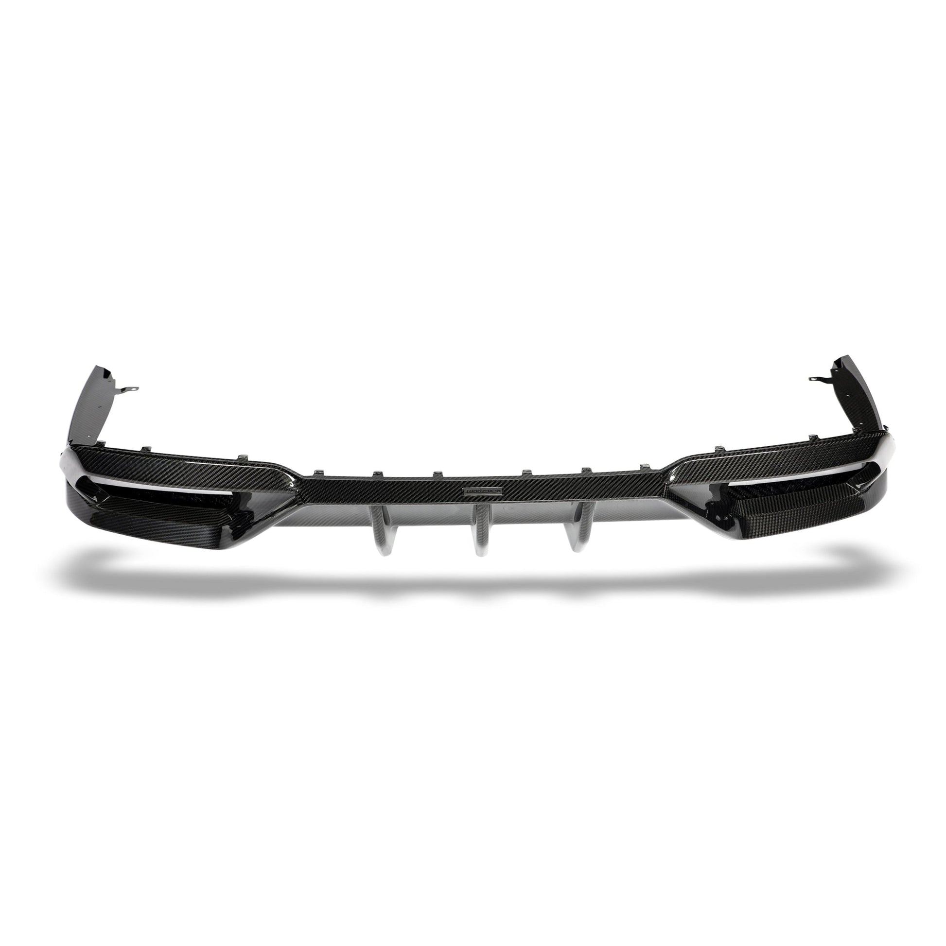 BMW M8 F93 carbon fiber rear diffuser around exhaust view