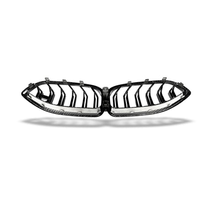 BMW M8 carbon fiber grille polished finish detail