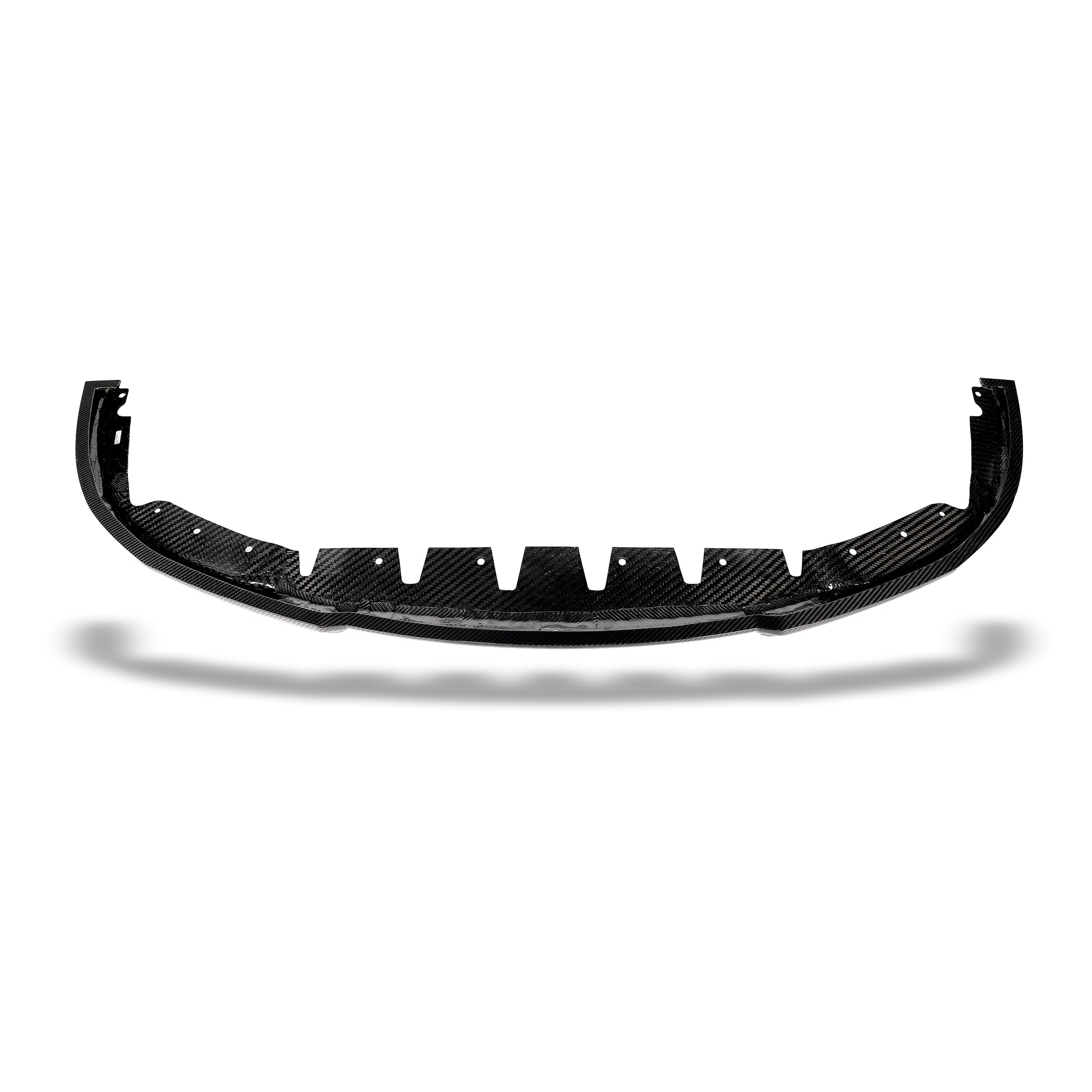 BMW M8 F93 carbon fiber front lip splitter installed low angle