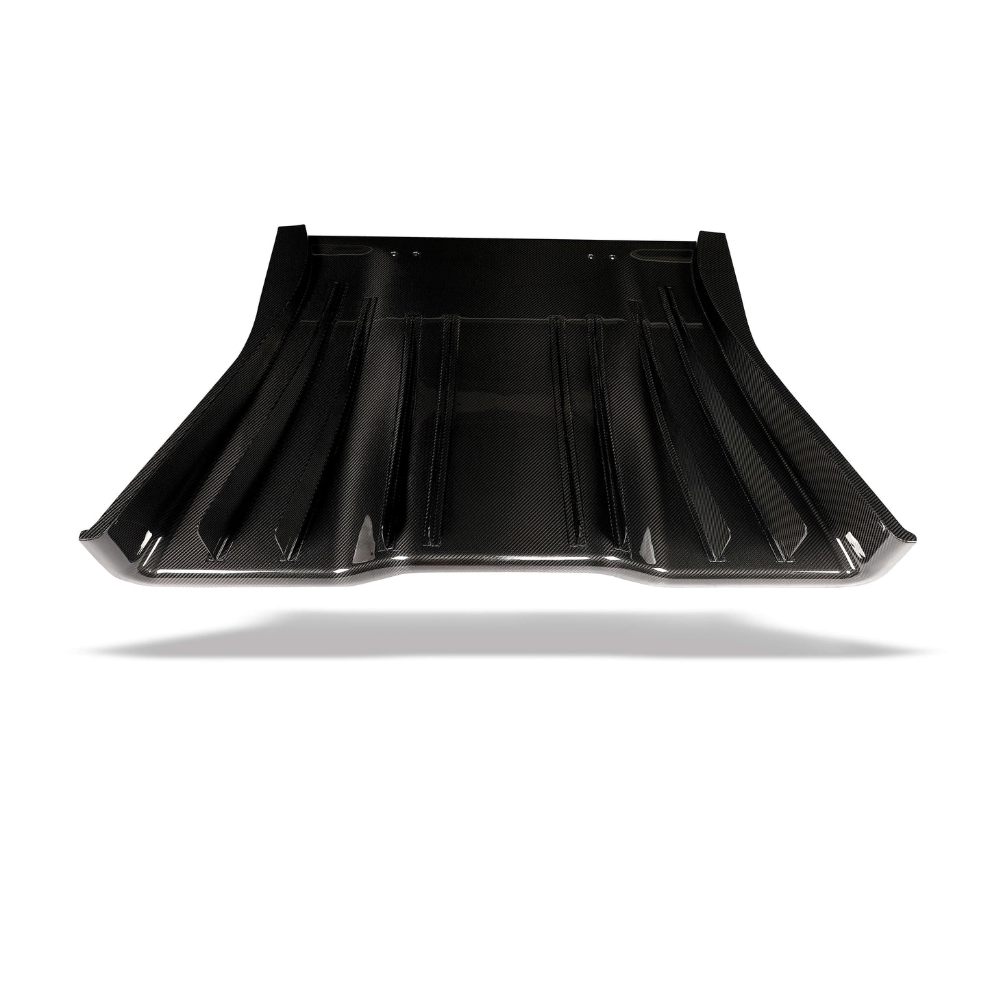 Corvette C7 carbon fiber diffuser, mounted rear three-quarter detail
