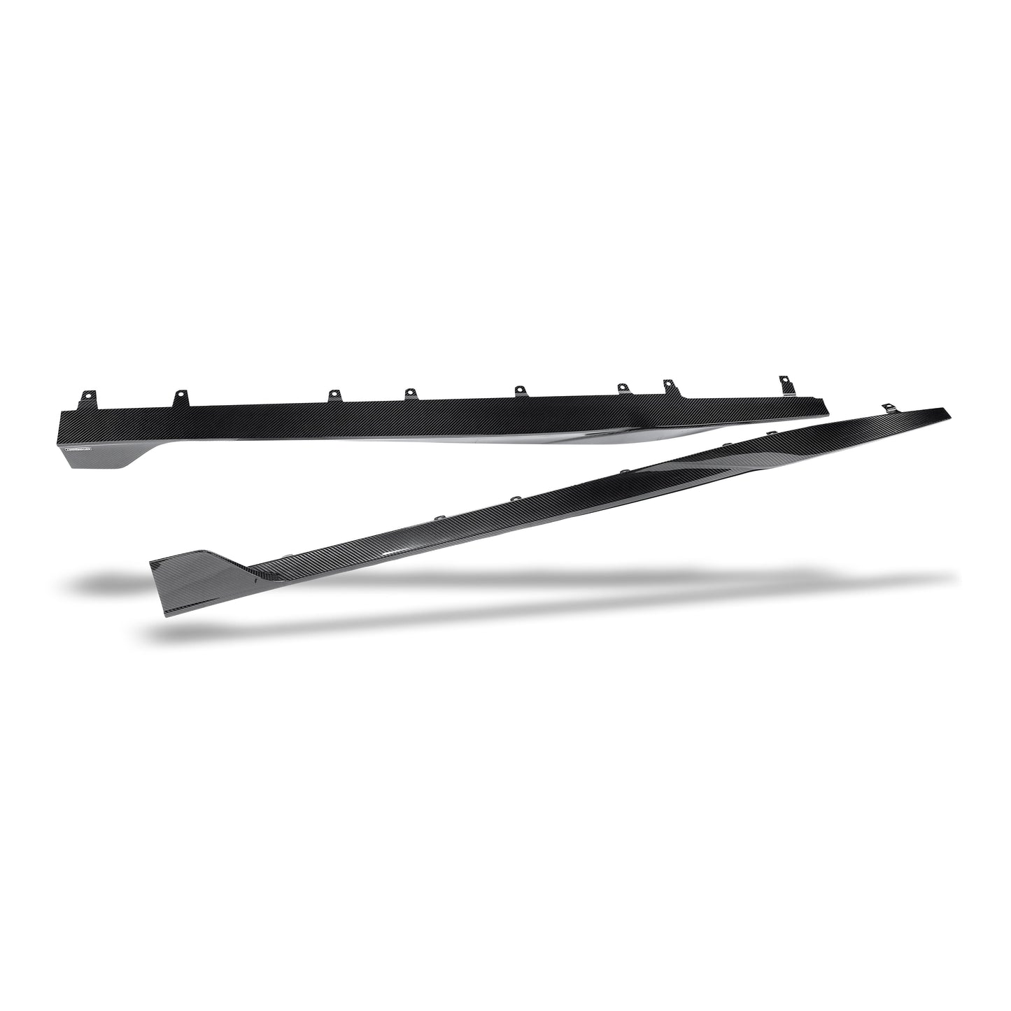 BMW M8 side skirt glossy carbon finish detail