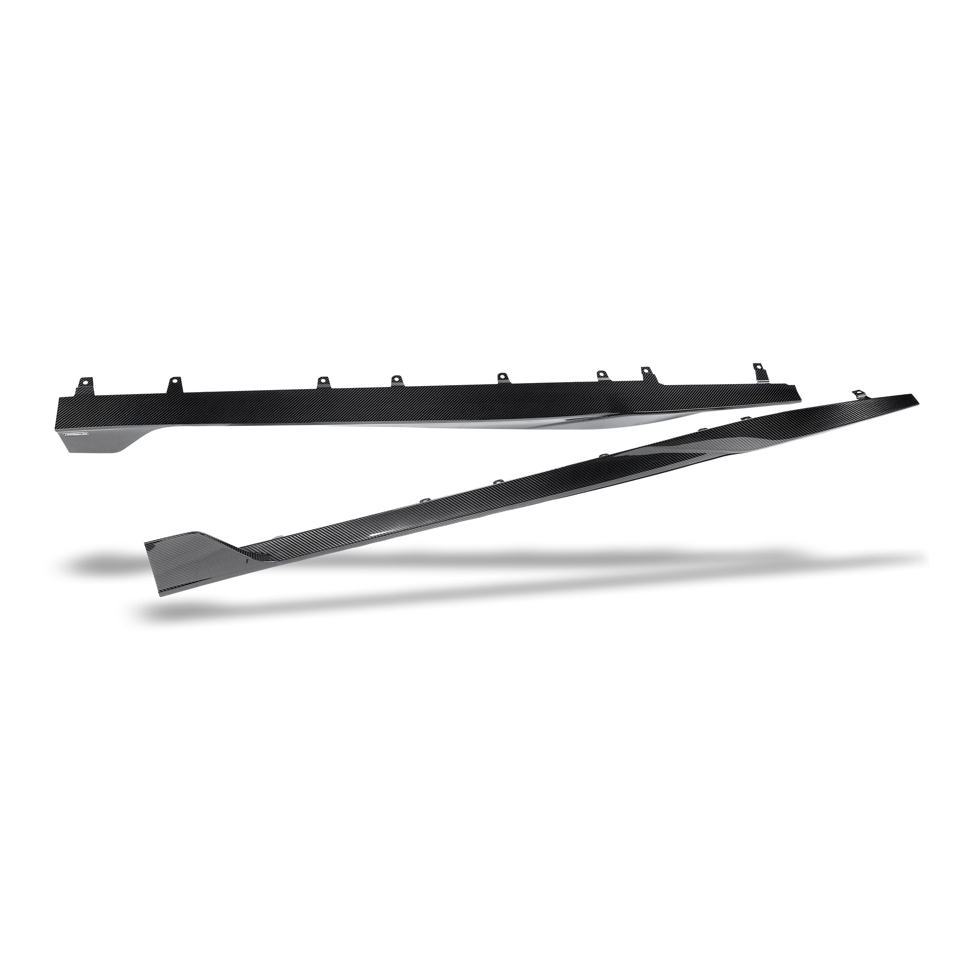 BMW M8 side skirt glossy carbon finish detail