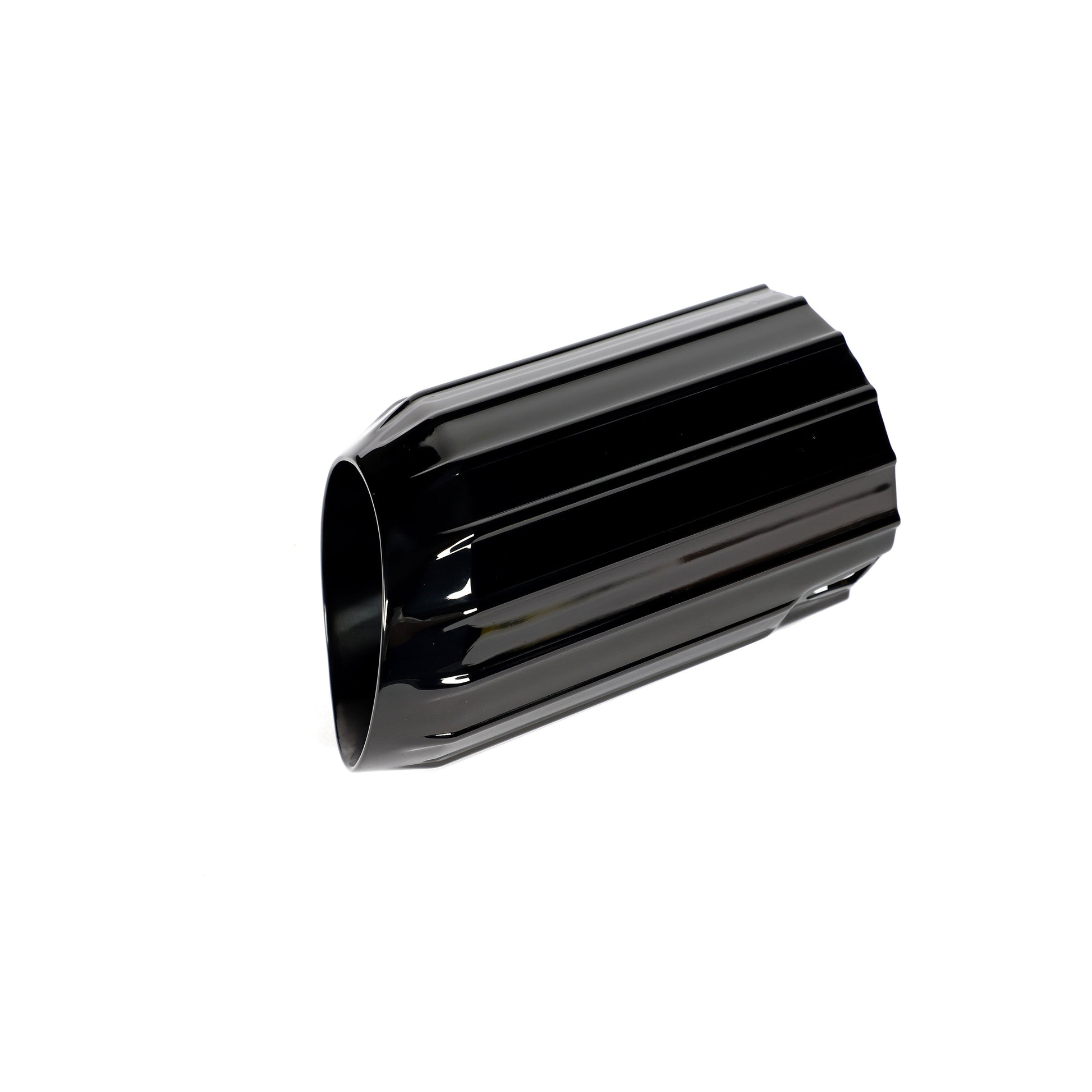 Pair of black exhaust tips showing inner pipe finish
