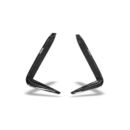 BMW M8 carbon fiber rear canard mounted lower bumper view