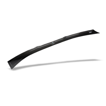 BMW M8 carbon fiber trunk spoiler rear mounting view