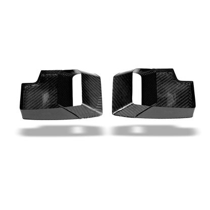 BMW M2 G87 carbon fiber block-off plates, rear corner detail shot