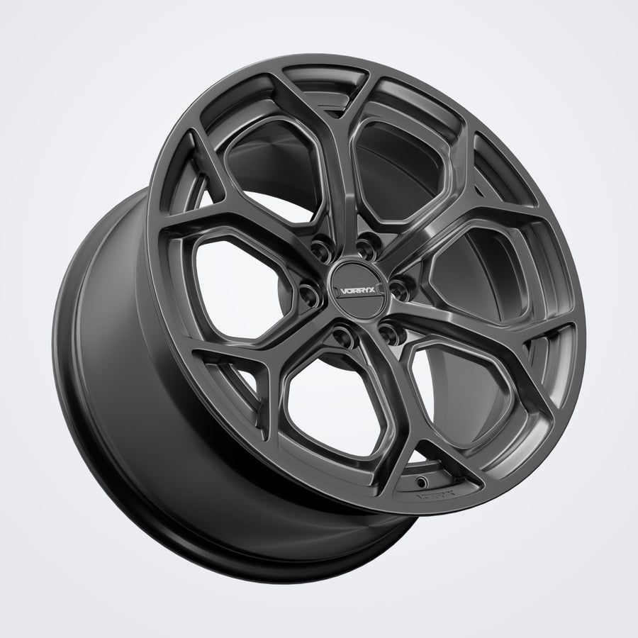 VX-04 forged wheel in black, three-quarter view
