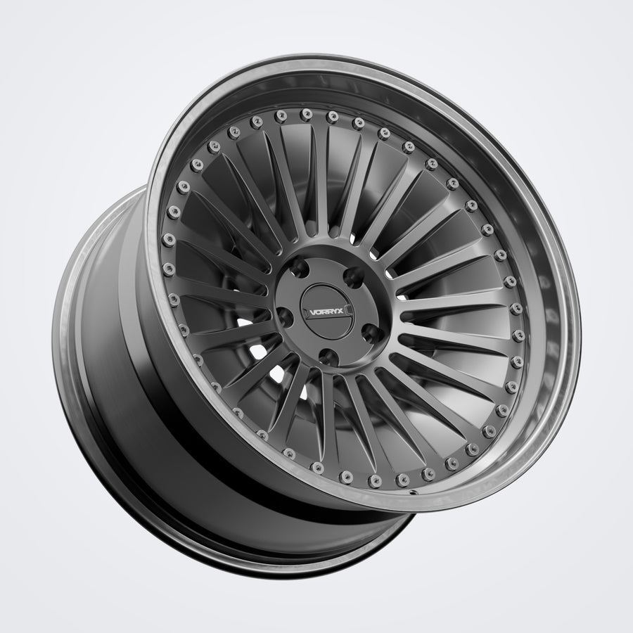 VX-13 forged wheel in black, three-quarter view
