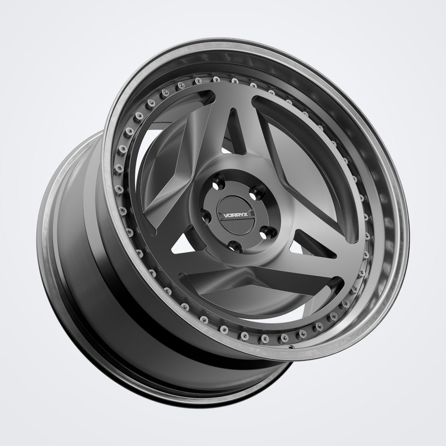 VX-14 forged wheel in black, three-quarter view