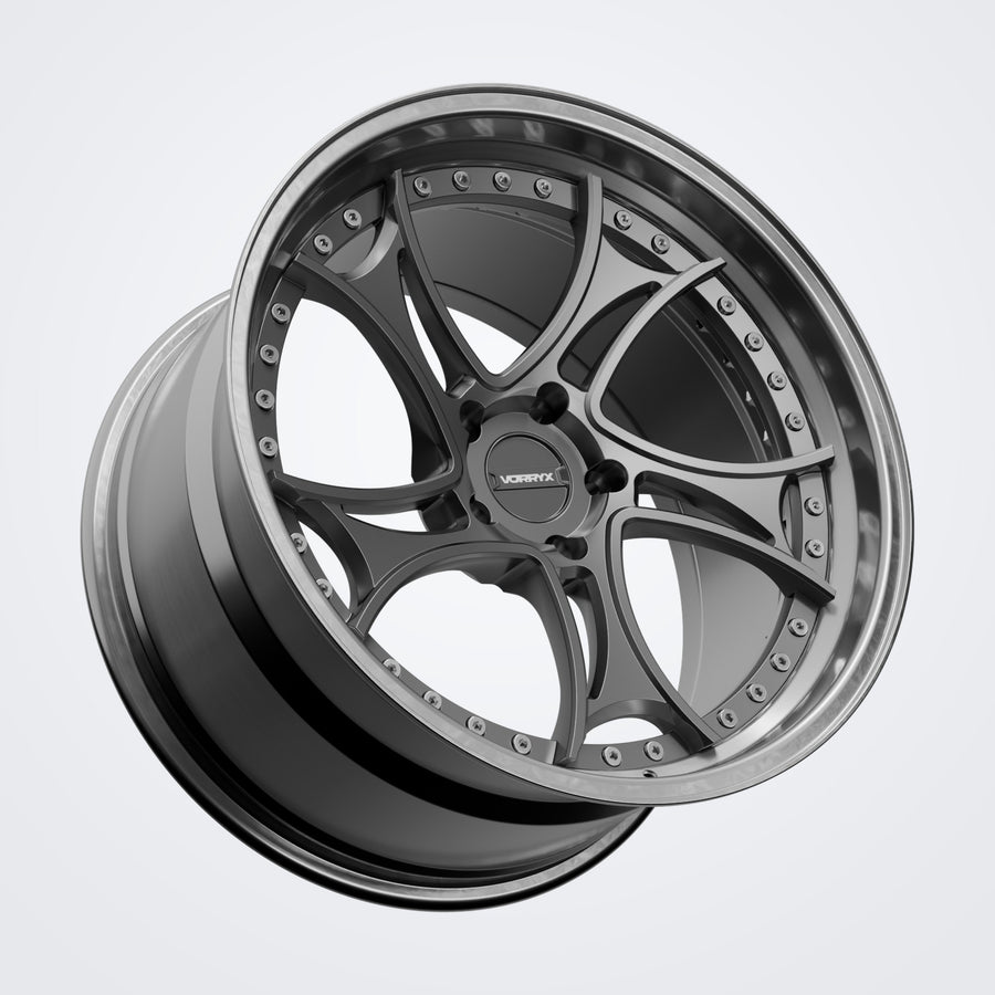 VX-20 forged wheel in black, three-quarter view