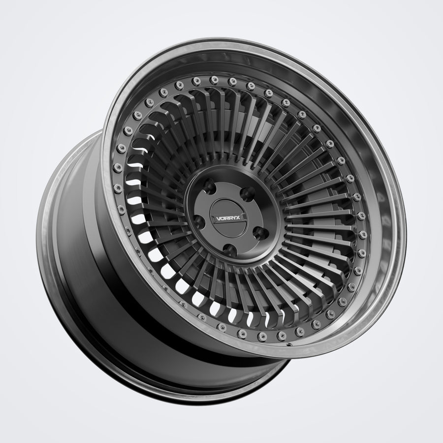 VX-23 forged wheel in black, three-quarter view