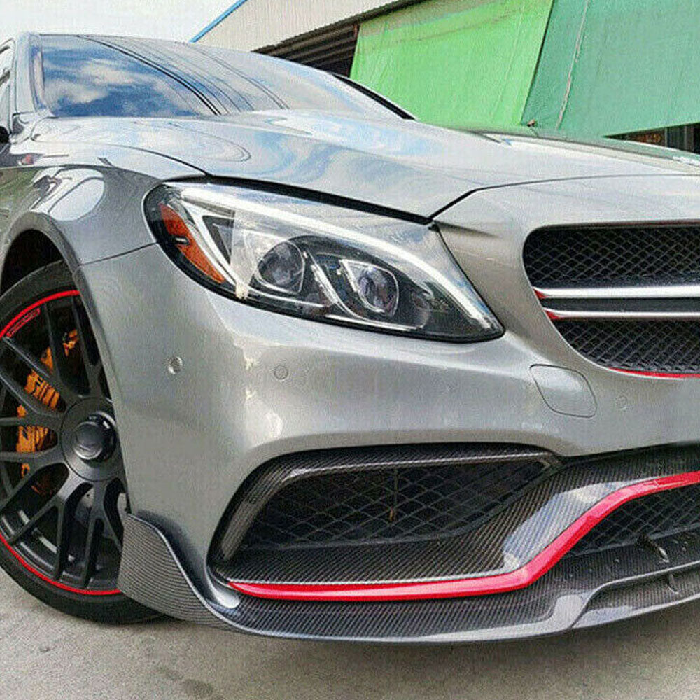 ST Style Carbon Fiber Front Canards for Mercedes Benz C Class C63 AMG W205 Pre-Facelift 2015-2018