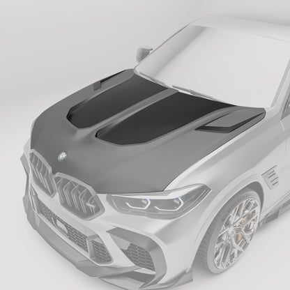 Carbon fiber hood for X6M F96 shown from a second angle
